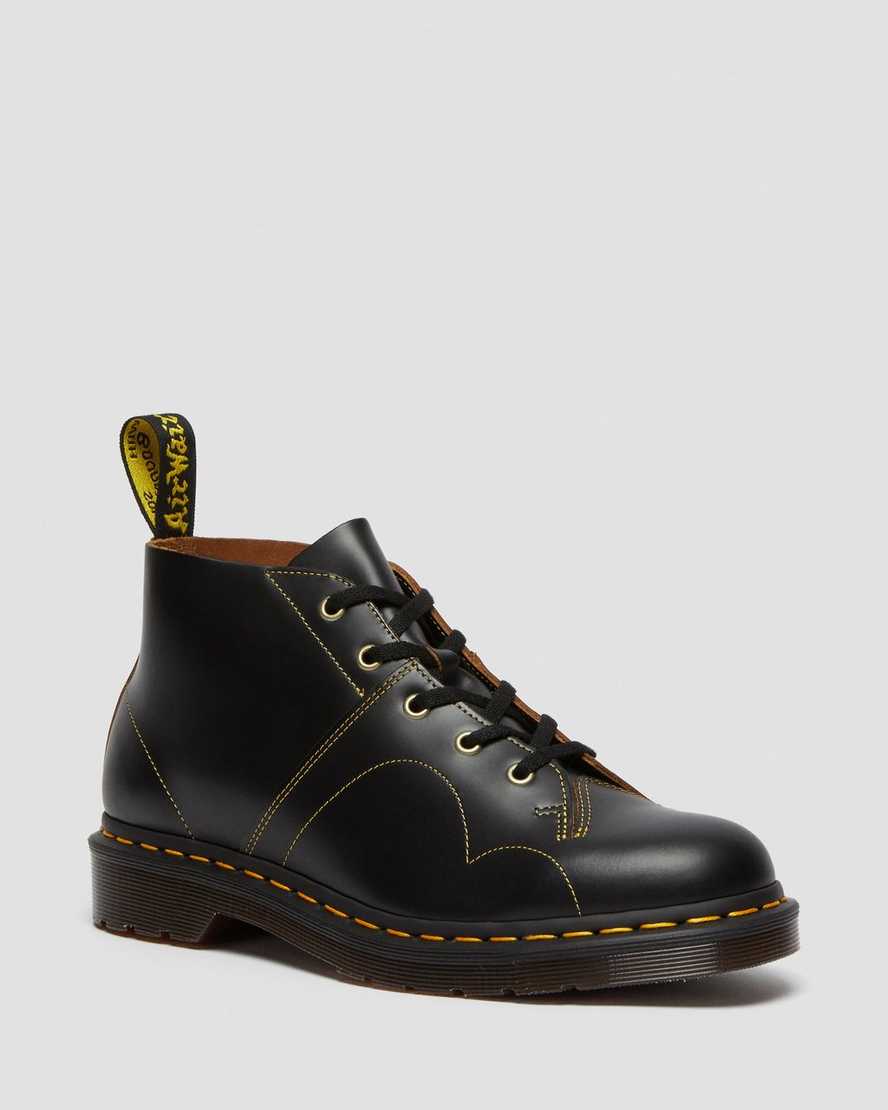 Dr. Martens Church Vintage Miesten Nahkasaappaat - Mustat Nilkkurit [612-TGOKQV]